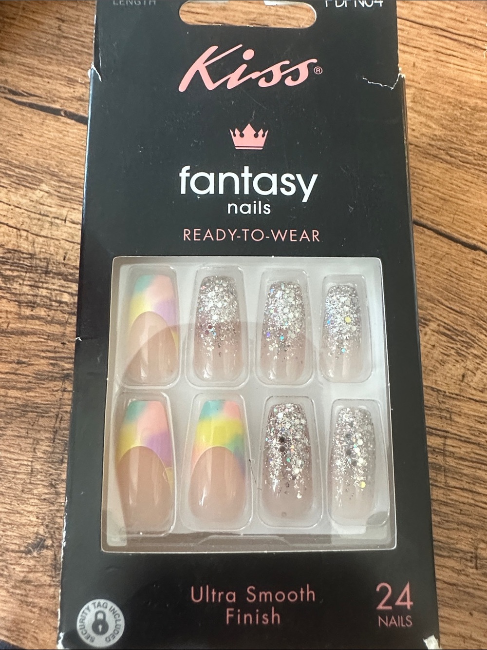 Kiss Rainbow Pastel & Silver Glitter Ready-to-Wear Nails